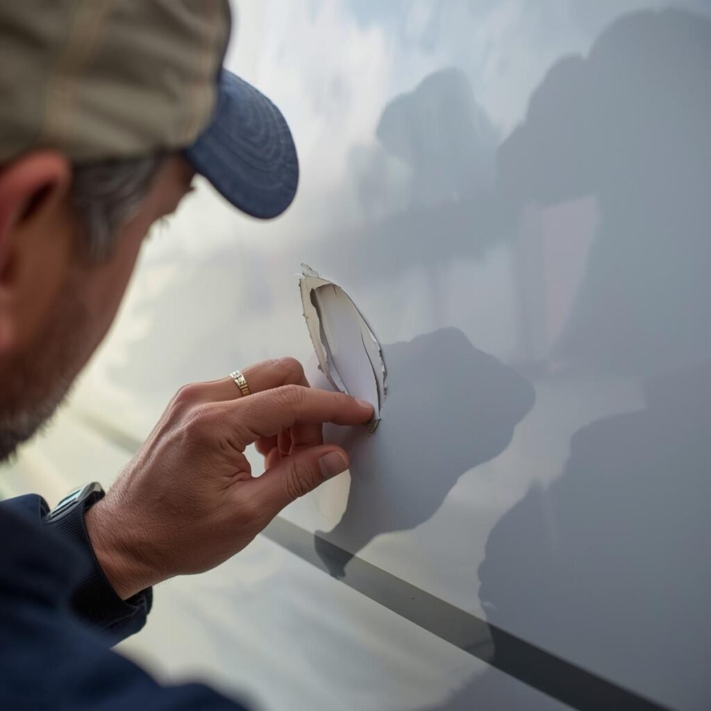 boat survey inspection, small damage