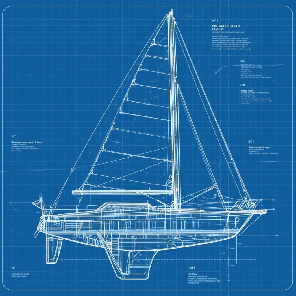 diagram of a sail boat inspection, no words on it